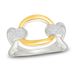 Diamond Chain Link Fashion Ring 1/5 ct tw Sterling Silver & 10K Yellow Gold
