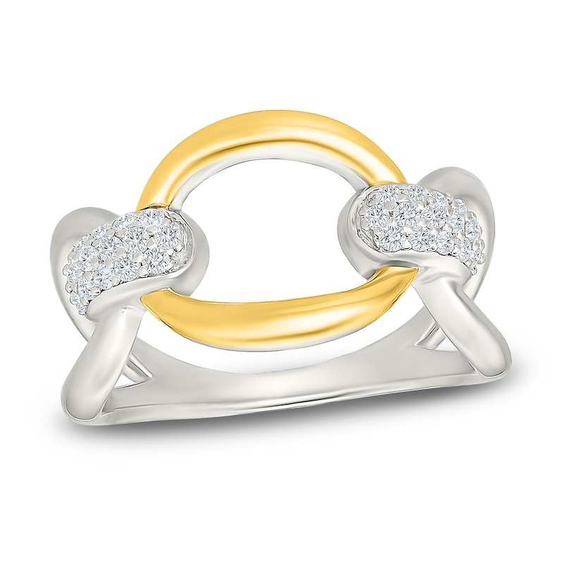 Main Image 1 of Diamond Chain Link Fashion Ring 1/5 ct tw Sterling Silver & 10K Yellow Gold