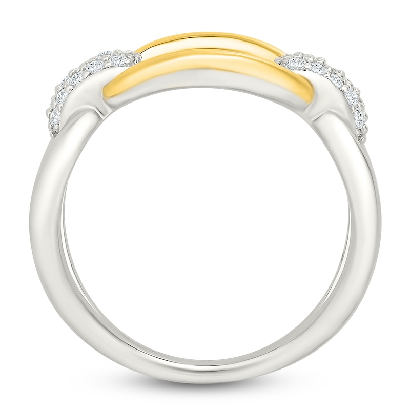 Main Image 2 of Diamond Chain Link Fashion Ring 1/5 ct tw Sterling Silver & 10K Yellow Gold