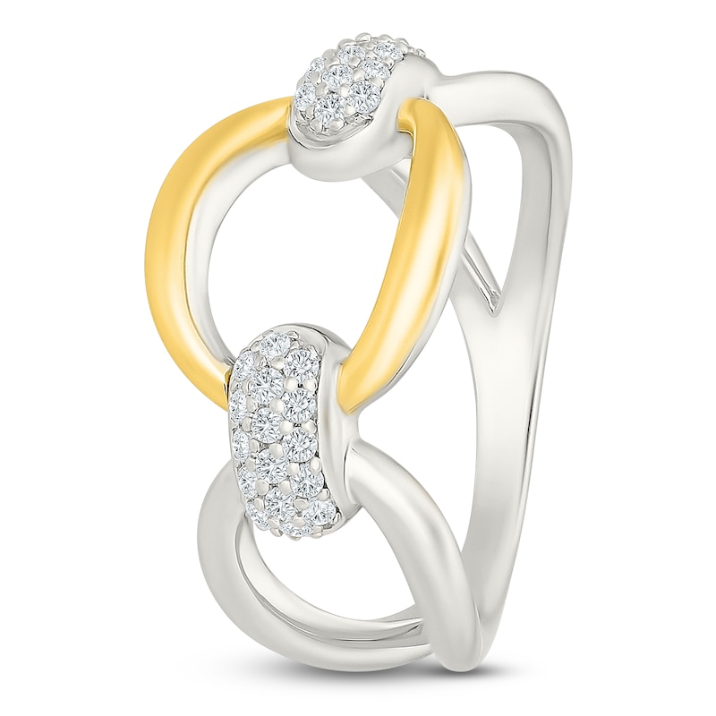 Main Image 3 of Diamond Chain Link Fashion Ring 1/5 ct tw Sterling Silver & 10K Yellow Gold