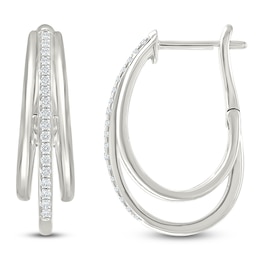 Diamond Three-Row Split Hoop Earrings 1/4 ct tw Sterling Silver
