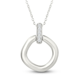 Diamond Freeform Circle Necklace 1/15 ct tw Sterling Silver 18"