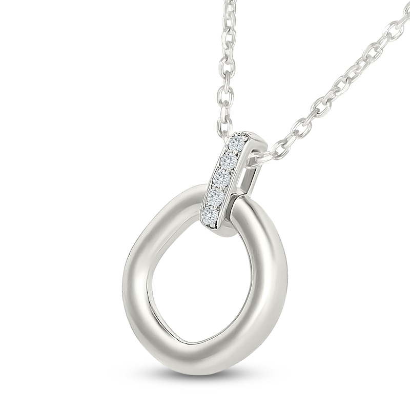 Main Image 2 of Diamond Freeform Circle Necklace 1/15 ct tw Sterling Silver 18"