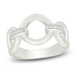 Diamond Circle Chain Link Fashion Ring 1/20 ct tw Sterling Silver