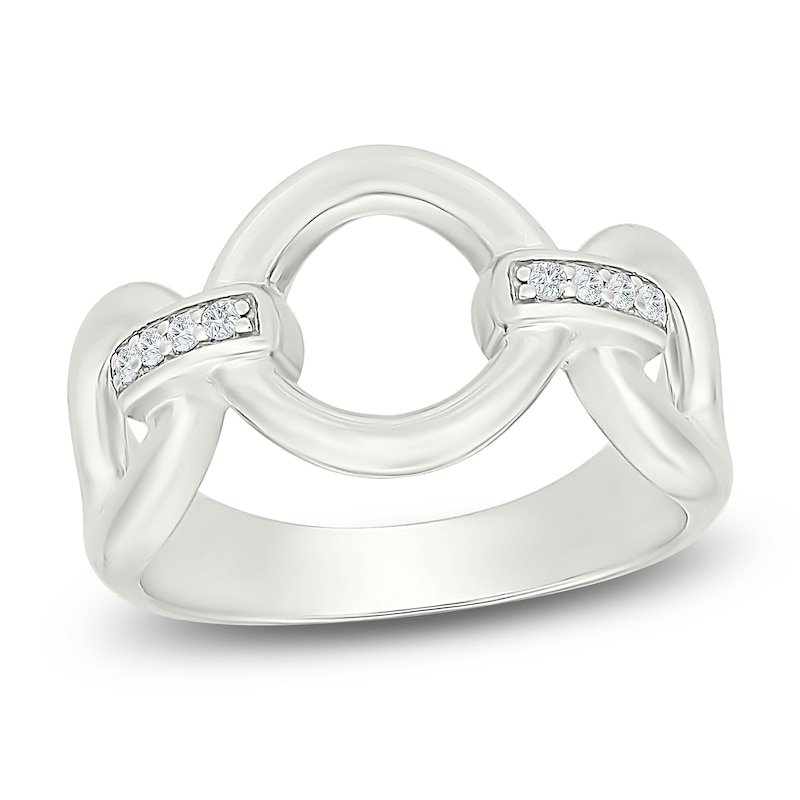 Main Image 1 of Diamond Circle Chain Link Fashion Ring 1/20 ct tw Sterling Silver
