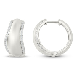 Diamond Wave Hoop Earrings 1/4 ct tw Sterling Silver