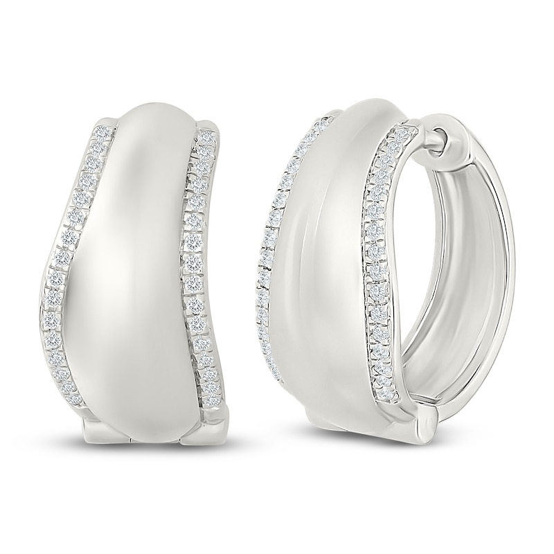 Main Image 2 of Diamond Wave Hoop Earrings 1/4 ct tw Sterling Silver