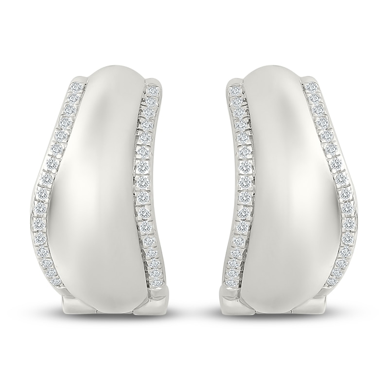 Main Image 3 of Diamond Wave Hoop Earrings 1/4 ct tw Sterling Silver