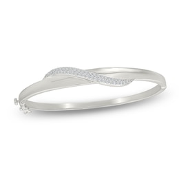 Diamond Wave Bangle Bracelet 1/2 ct tw Sterling Silver
