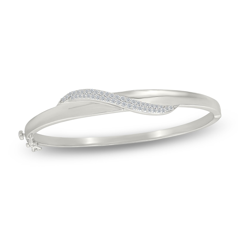 Main Image 1 of Diamond Wave Bangle Bracelet 1/2 ct tw Sterling Silver