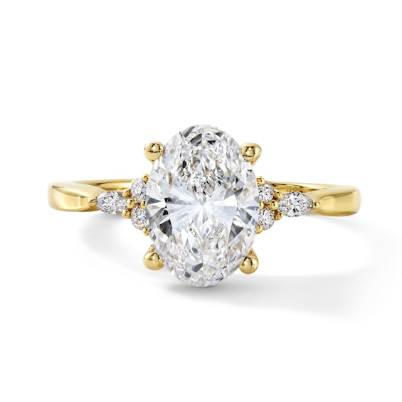 Certified Oval-Cut Lab-Grown Diamond Engagement Ring 2 ct tw 14K Yellow Gold
