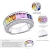 Thumbnail Image 5 of Baguette-Cut Multi-Color Lab-Created Sapphire Fashion Band Sterling Silver