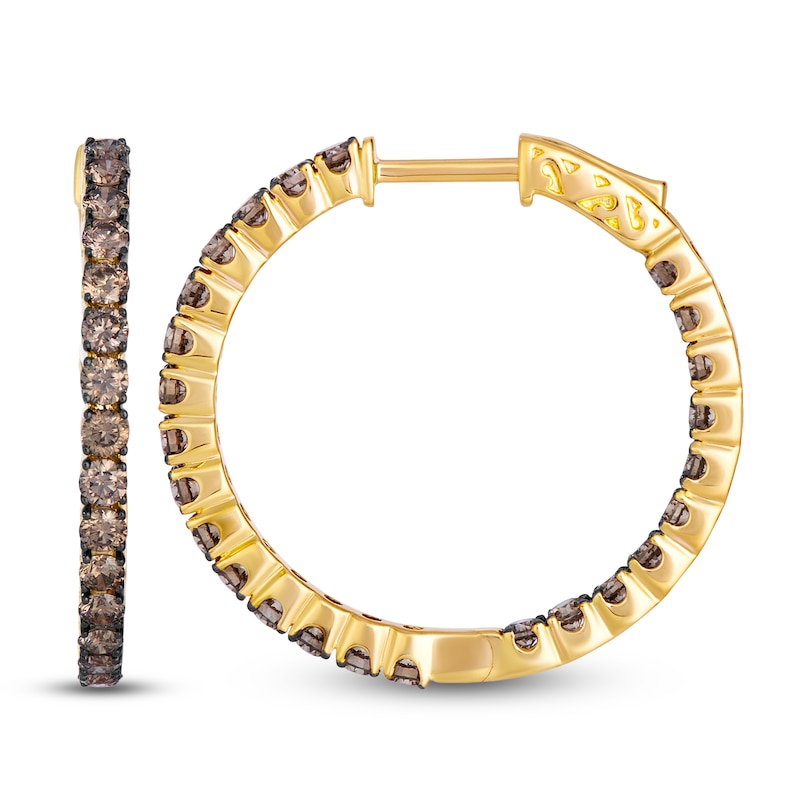 Main Image 1 of Le Vian Chocolate Diamond Inside-Out Hoop Earrings 2 ct tw 14K Honey Gold