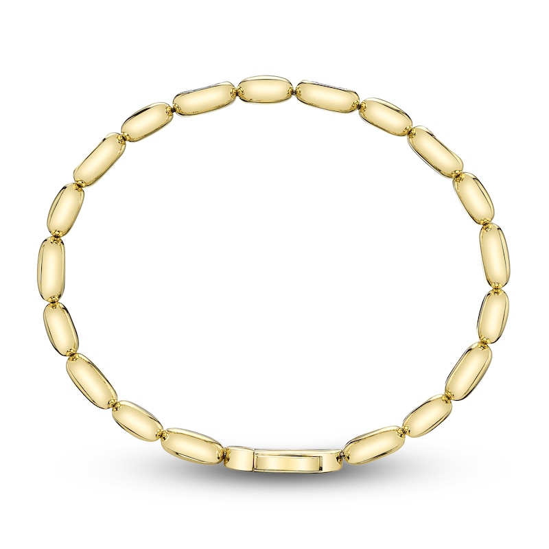 Main Image 3 of Shy ICON Lumeria Baguette & Round-Cut Multi-Diamond Pillow Link Bangle Bracelet 3/8 ct tw 14K Yellow Gold B22001553V4ZM