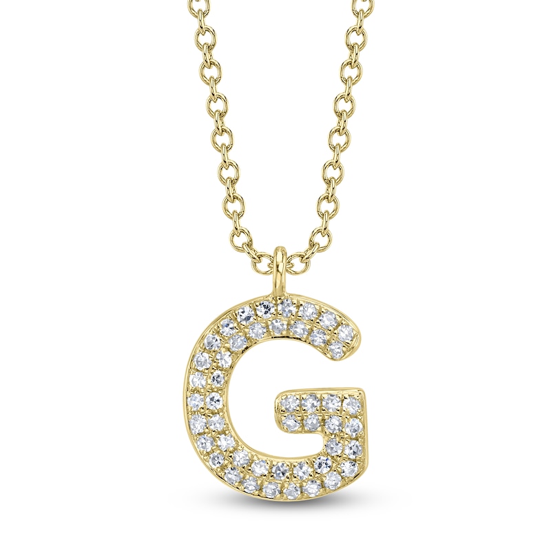 Main Image 1 of Shy Creation Bubble "G" Diamond Initial Necklace 1/10 ct tw 14K Yellow Gold 18" SC55028332-G