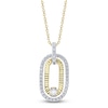 Thumbnail Image 1 of Shy Creation Emerald & Round-Cut Diamond Oval Necklace 3/8 ct tw 14K Yellow Gold 18" SC22009849RD