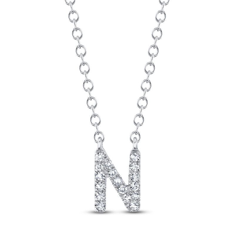 Main Image 1 of Shy Creation Diamond Accent Initial "N" Necklace 14K White Gold 18" SC55007903-N