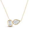 Thumbnail Image 1 of Jared Signature Bezel-Set Emerald-Cut & Pear-Shaped Lab-Grown Diamond Toi et Moi Necklace 2 ct tw 14K Yellow Gold 18"