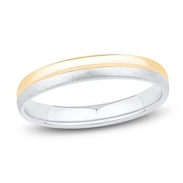 Dual-Finish Wedding Band 14K Two-Tone Gold 3mm