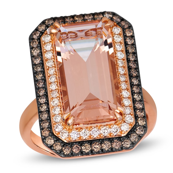 Le Vian Octagon-Cut Natural Morganite Double Halo Ring 5/8 ct tw Diamonds 14K Strawberry Gold