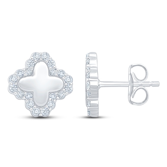 Jared Signature Diamond Clover Stud Earrings 1/3 ct tw Sterling Silver