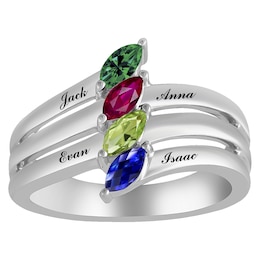Marquise Birthstone Family & Mother's Ring (2-4 Stones and Lines)