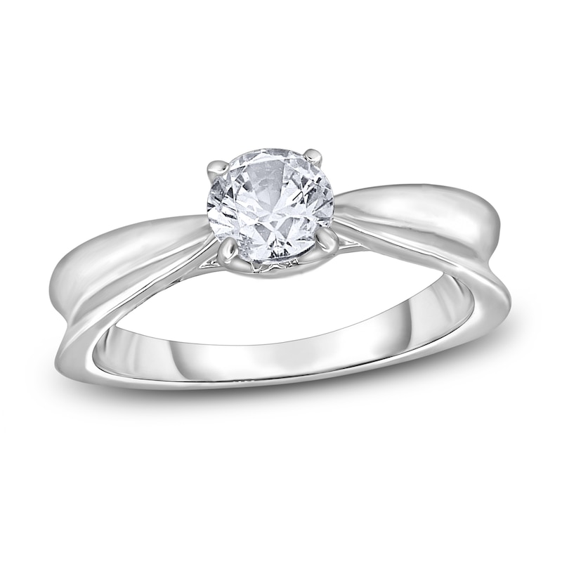 Main Image 1 of Diamond Solitaire Concave Engagement Ring 3/4 ct tw Round 14K White Gold (I2/I)