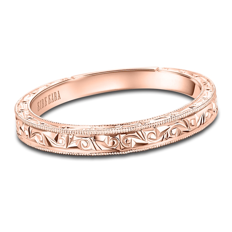 Main Image 1 of Kirk Kara Engraved Milgrain Wedding Band 14K Rose Gold