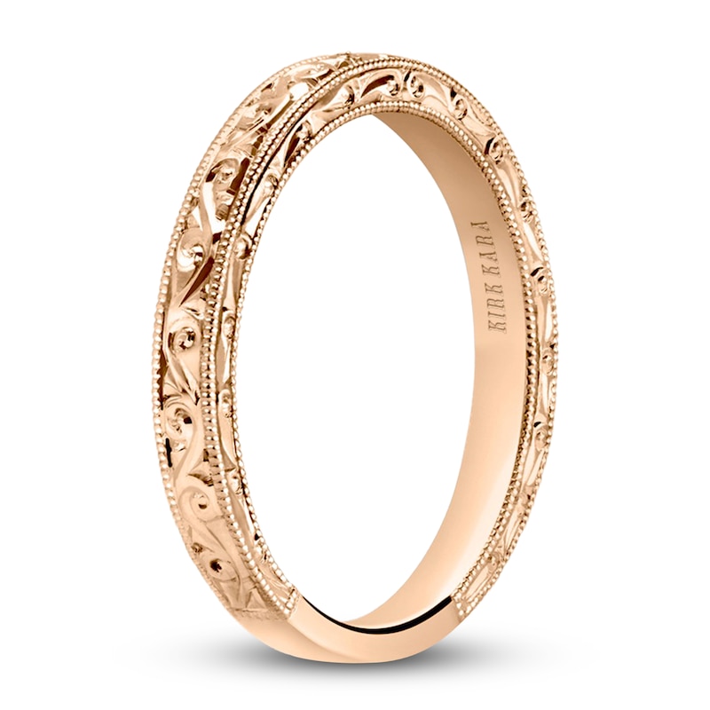 Main Image 2 of Kirk Kara Engraved Milgrain Wedding Band 14K Rose Gold