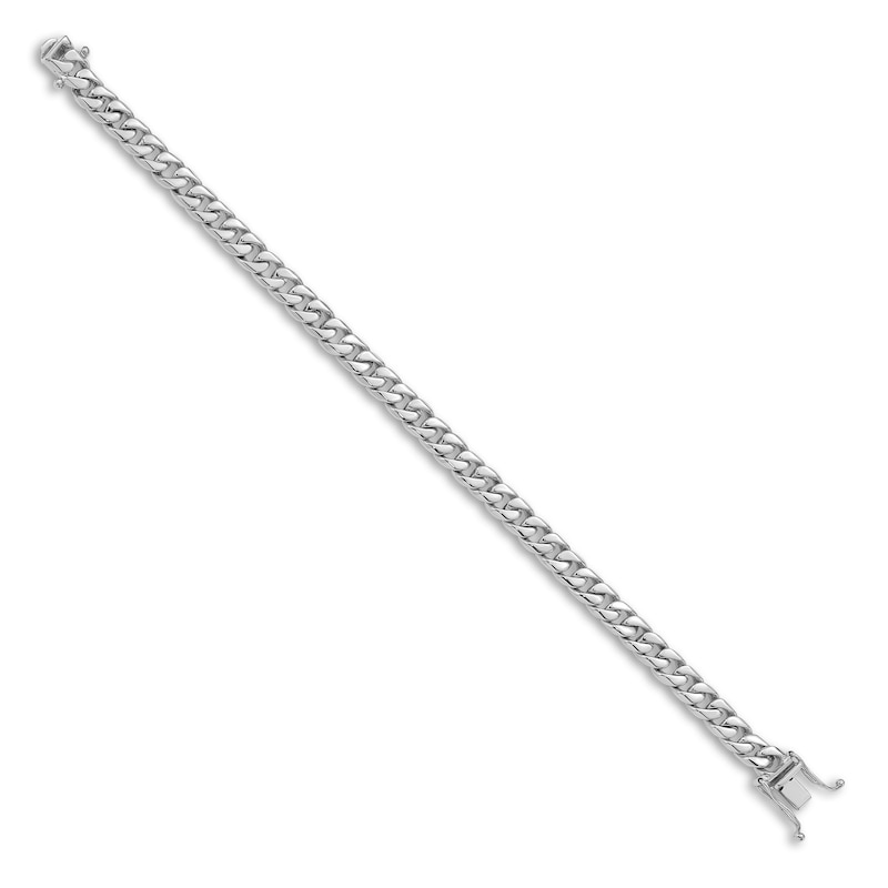 Men's Solid Curb Chain Bracelet 14K White Gold 6.8mm 8"