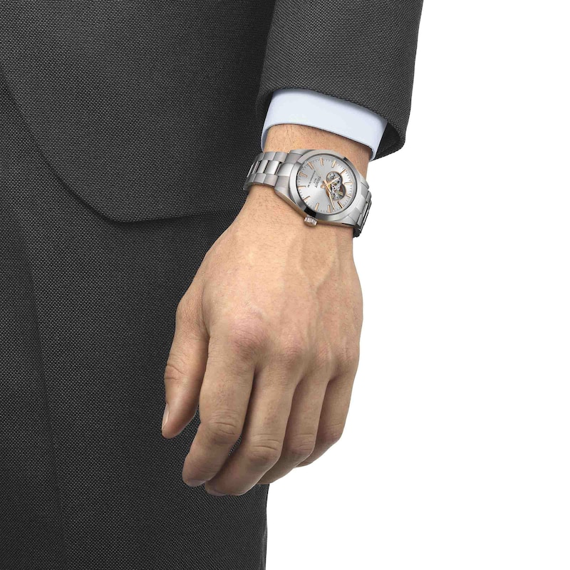 Main Image 5 of Tissot Gentleman Powermatic 80 Open Heart Men's Watch T1274071103101