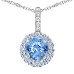 Halo Round Birthstone Fashion Stud Necklace (2 Stones)