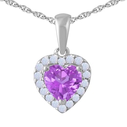 Birthstone Halo Heart Necklace (2 Stones)