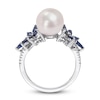 Thumbnail Image 3 of Freshwater Cultured Pearl & Natural Blue Sapphire Ring 1/8 ct tw Diamonds 14K White Gold