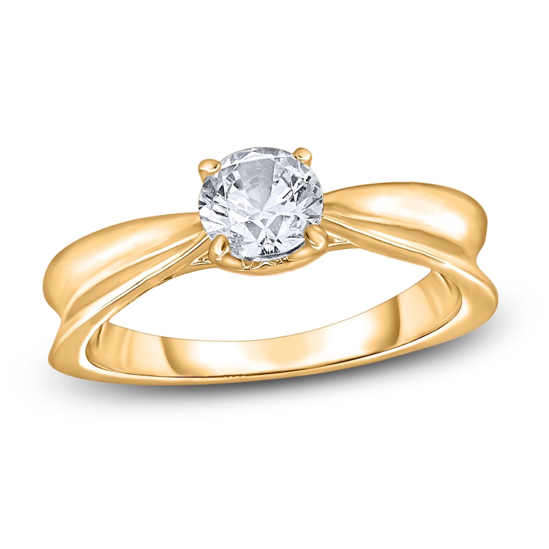 Main Image 1 of Diamond Solitaire Concave Engagement Ring 3/4 ct tw Round 14K Yellow Gold (I2/I)