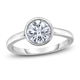 Diamond Solitaire Engagement Ring 2 ct tw Bezel-Set Round 14K White Gold (I2/I)