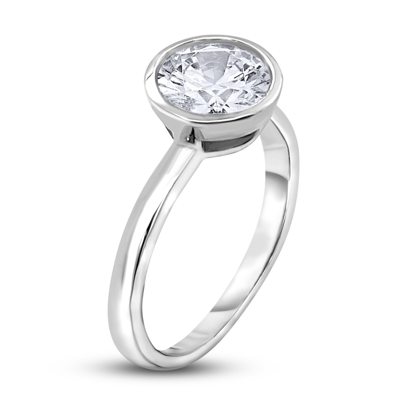 Main Image 2 of Diamond Solitaire Engagement Ring 2 ct tw Bezel-Set Round 14K White Gold (I2/I)