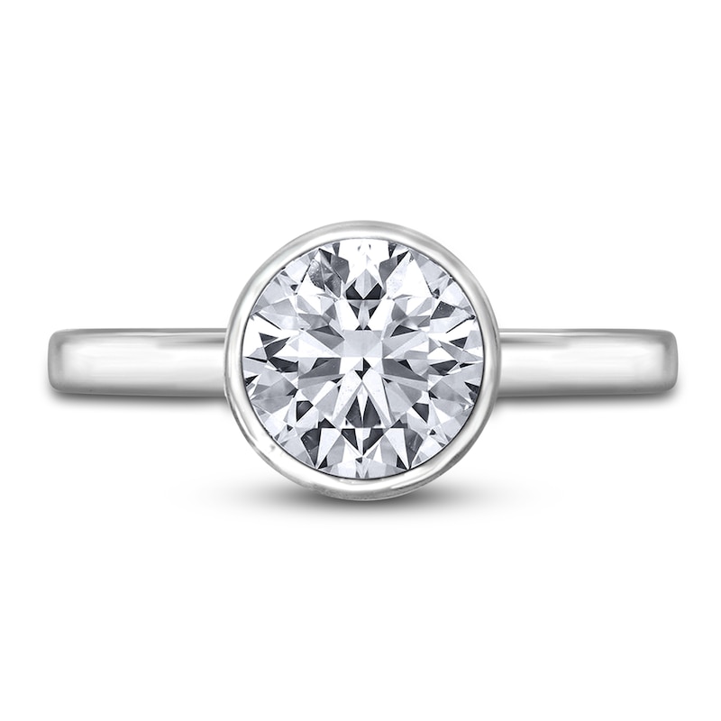 Main Image 3 of Diamond Solitaire Engagement Ring 2 ct tw Bezel-Set Round 14K White Gold (I2/I)