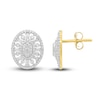 Thumbnail Image 1 of Diamond Stud Earrings 3/4 ct tw Round/Baguette 14K Yellow Gold