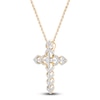 Thumbnail Image 2 of Diamond Cross Necklace 1/4 ct tw Round 14K Yellow Gold 18"