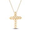 Thumbnail Image 3 of Diamond Cross Necklace 1/4 ct tw Round 14K Yellow Gold 18"
