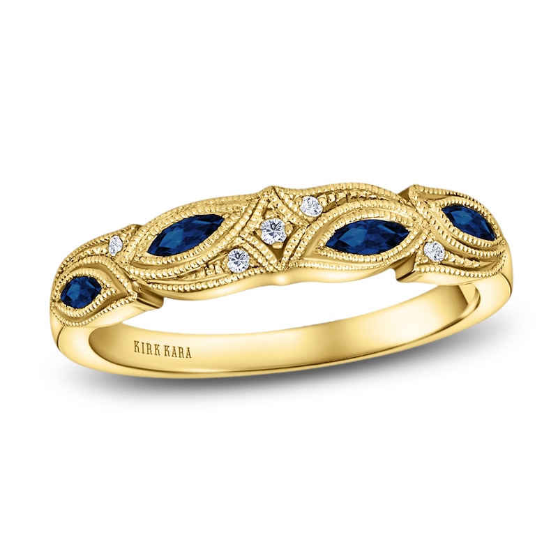 Main Image 1 of Kirk Kara Natural Blue Sapphire Anniversary Band Diamond Accents 18K Yellow Gold