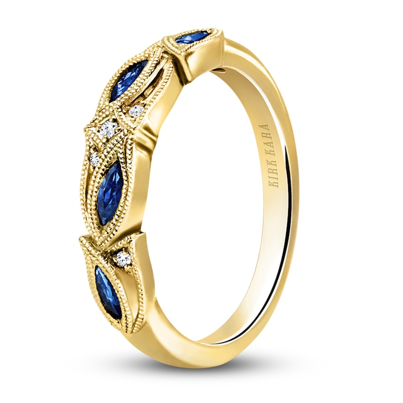 Main Image 2 of Kirk Kara Natural Blue Sapphire Anniversary Band Diamond Accents 18K Yellow Gold