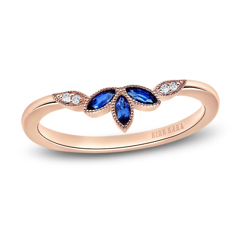 Main Image 1 of Kirk Kara Natural Blue Sapphire Anniversary Band Diamond Accents 18K Rose Gold