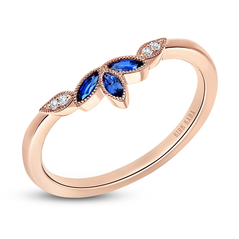 Main Image 2 of Kirk Kara Natural Blue Sapphire Anniversary Band Diamond Accents 18K Rose Gold
