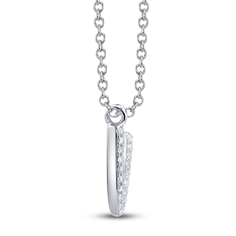 Main Image 2 of Shy Creation Diamond Letter V Pavé Necklace 1/20 ct tw 14K White Gold 18" SC55028331-V