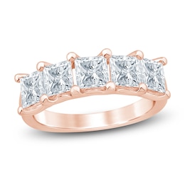 Princess-Cut Lab-Grown Diamond Five-Stone Anniversary Ring 3 ct tw 14K Rose Gold