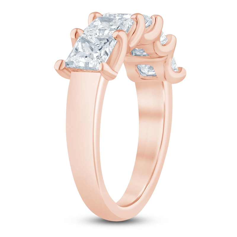 Main Image 2 of Princess-Cut Lab-Grown Diamond Five-Stone Anniversary Ring 3 ct tw 14K Rose Gold