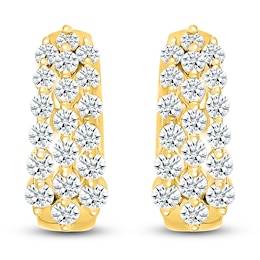 Diamond Three-Row Hoop Earrings 1 ct tw 10K Yellow Gold