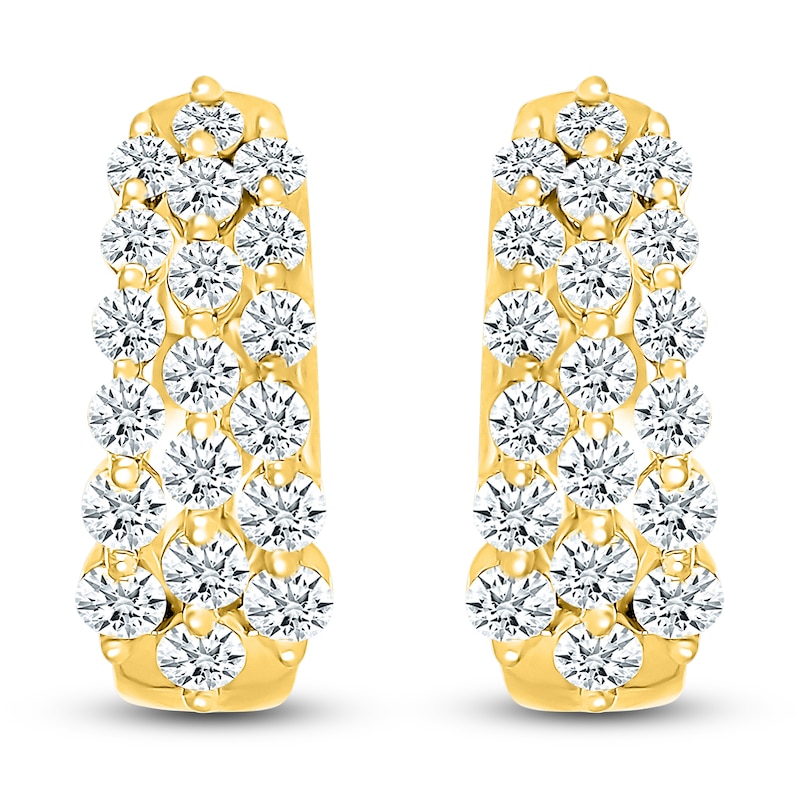 Diamond Three-Row Hoop Earrings 1 ct tw 10K Gold